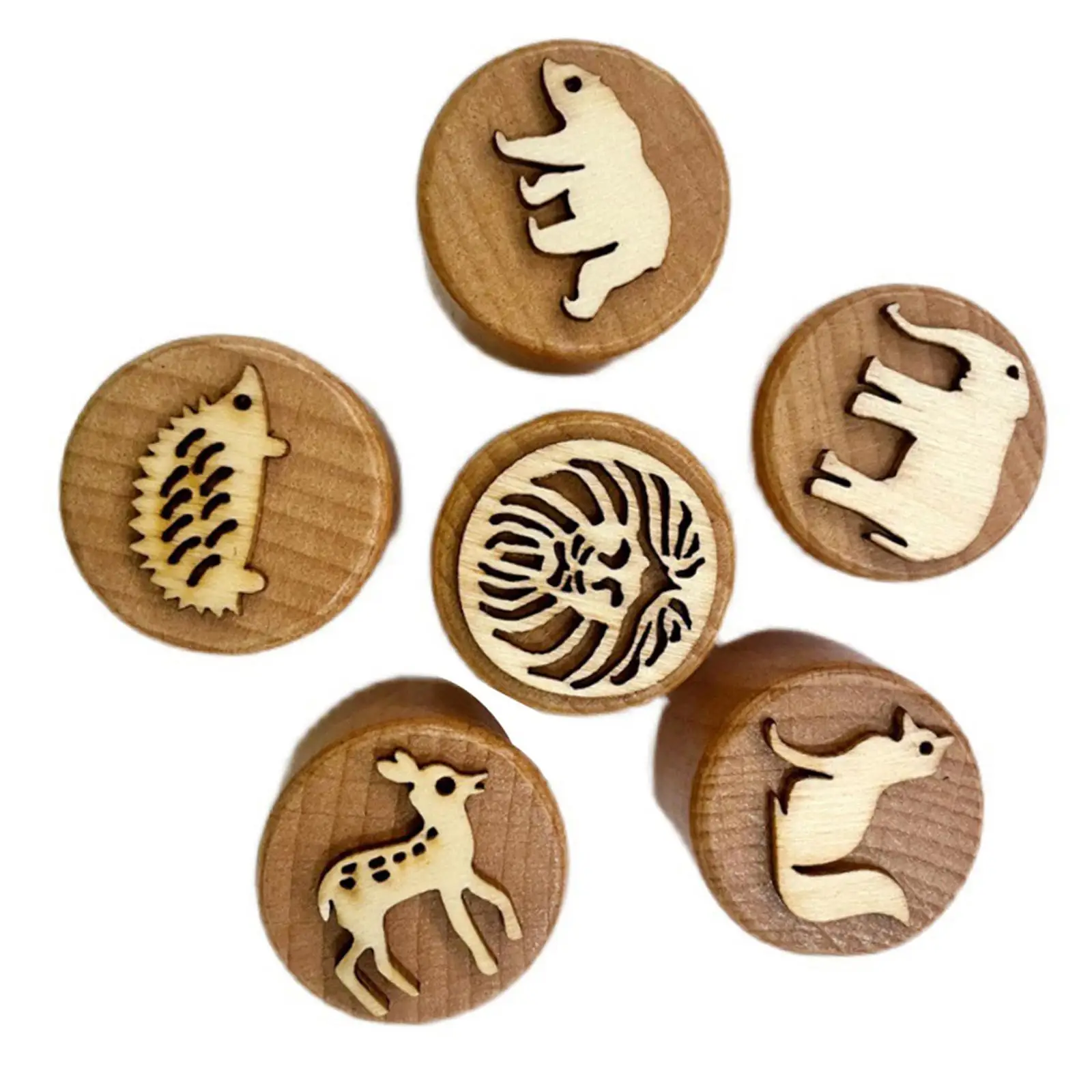 6Pcs Wooden Stamps DIY Craft Scrapbooking Gift Creative Clay Pottery Stamps