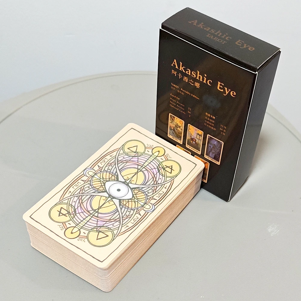 Akashic Eye Tarot Portable Edition 78 Cards Indie Tarot Deck 10.3*6cm for Divination and Daily Guidance