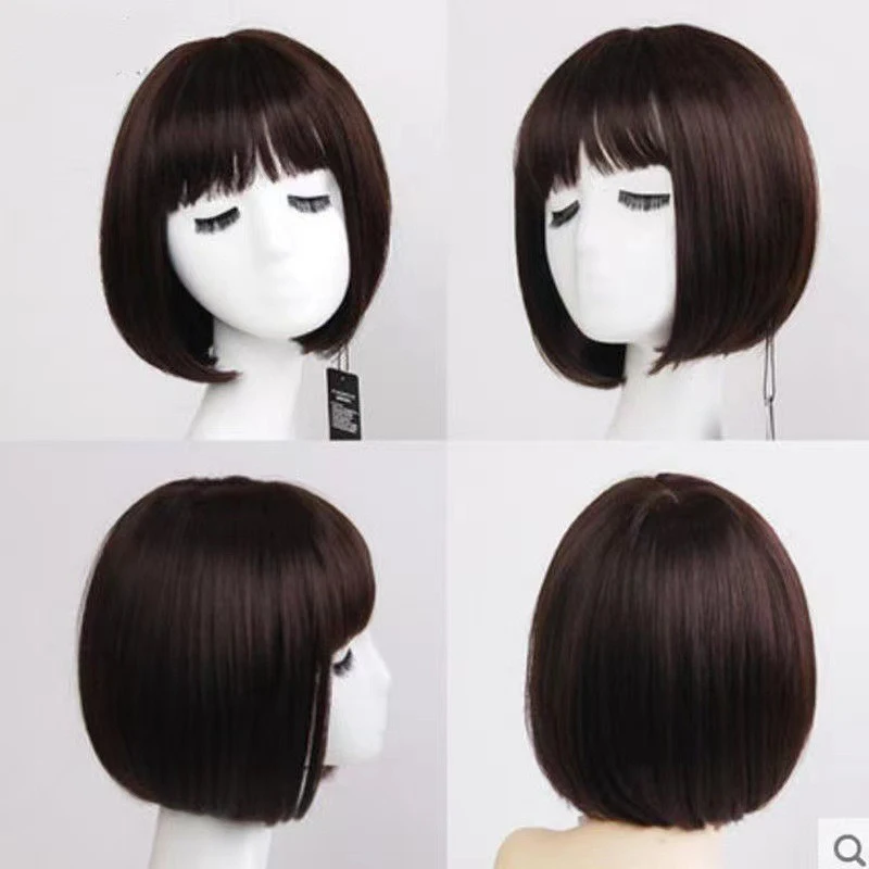 أزياء المرأة رقيق بوب حلاقة سيدة اليومية مباراة محاكاة غطاء رأس كامل حزب أغطية الرأس الانفجارات على التوالي شعر مستعار رئيس الطالب