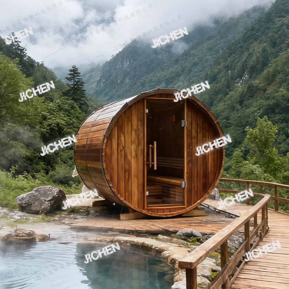 

6-местный современный электрический открытый роскошный сухой паровой мини-бочка для сауны из цельного дерева, домашний сад, склад и вилла, депозит использования