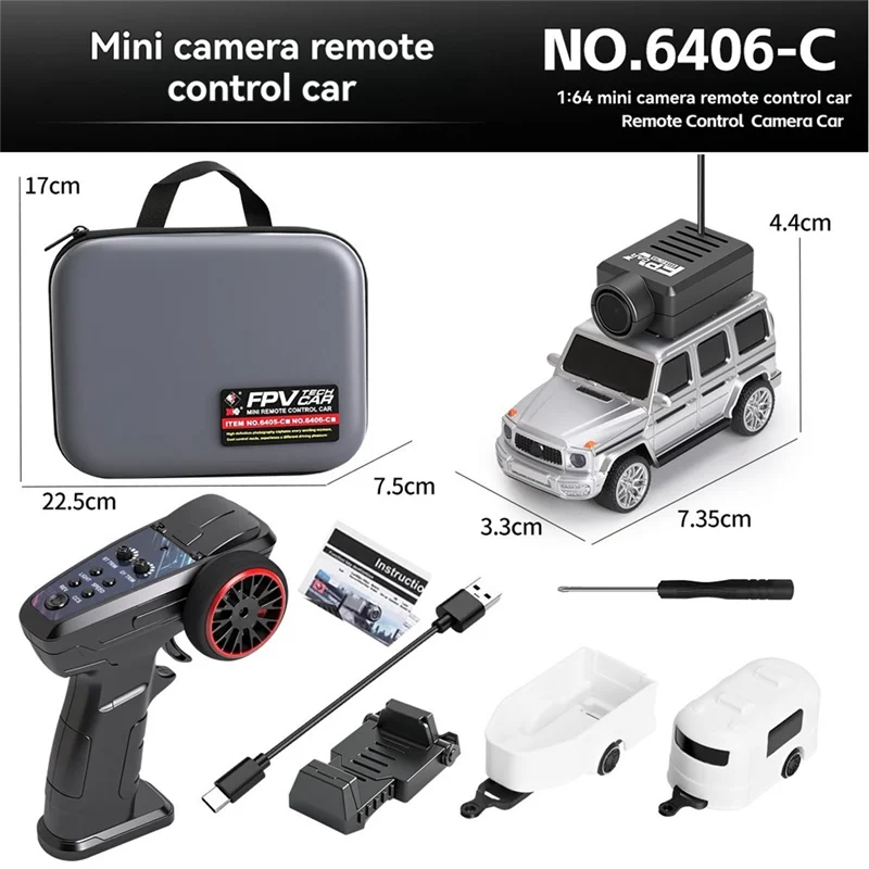 L52A-ミニレーシングカー 1/64スケール RCカー 6406-C FPV VTXキット 2.4G 720P HDカメラ アプリ制御 写真+動画+VR内蔵ジャイロ