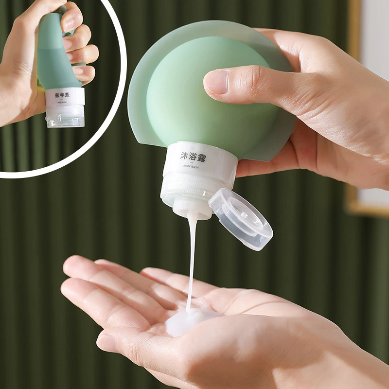 Portable Travel Airplane-ready Shampoo & Body Wash Silicone Travel Squeeze Dispenser Bottle