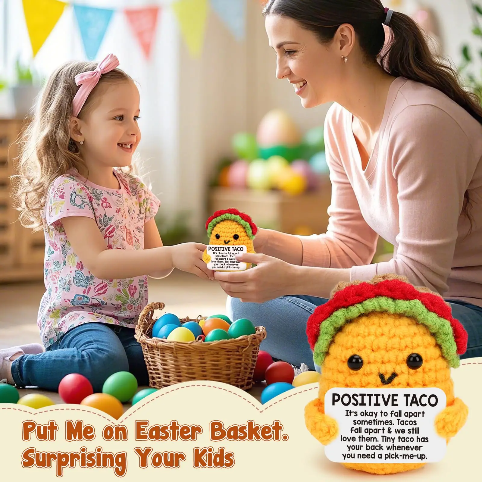 هدايا عيد الميلاد الإيجابية من الكروشيه تاكو، مكتب هدايا الاسترخاء ديكور المنزل الخريف دعم ملهم عاطفي