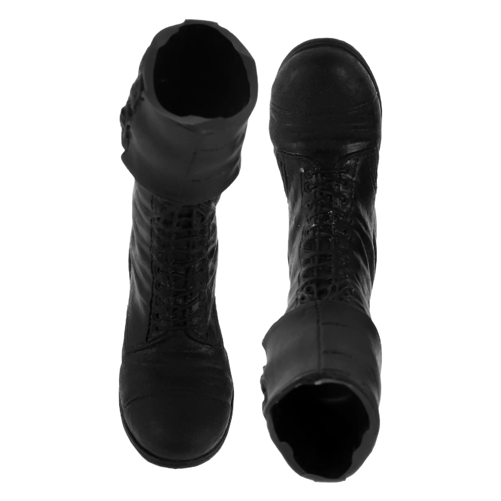 1 paio di mini scarpe stivali per 1/6 Bjd militare Realismo dettaglio in pizzo durevoli accessori per stivali neri collezione di scarpe per action figure
