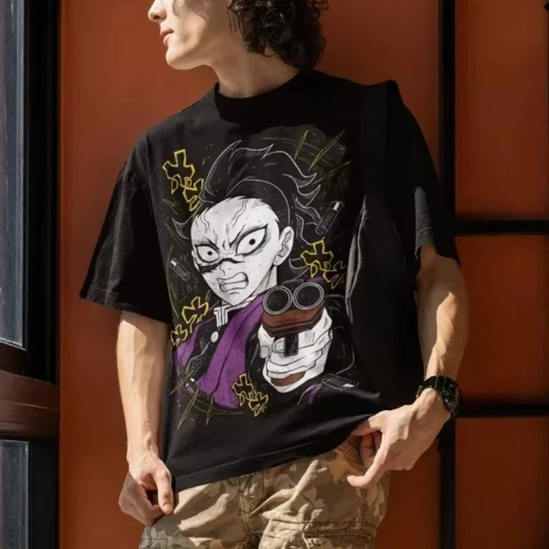 Demon Slayer Tanjiro Anime Genya Shinazugawa Printed T-shirt Men's and Women's T-shirt Men's Top Sports T-shirt 2026 Summer New