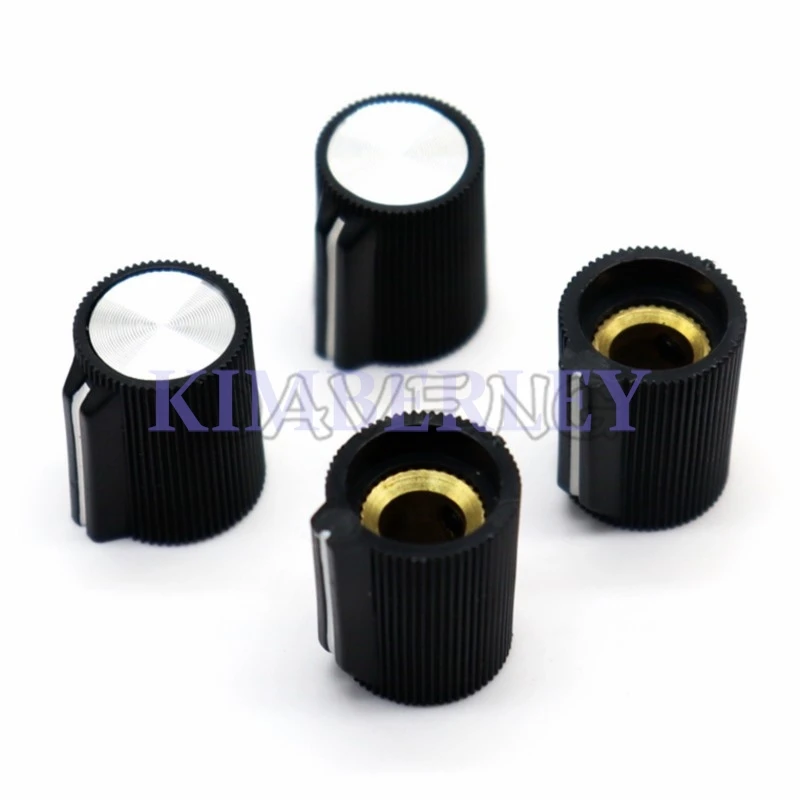 5 Piece 14 X 17MM Plastic Knob Potentiometer Knob Cap Panel Operation Adjustment Knob Cap Copper Core Round Hole 6MM