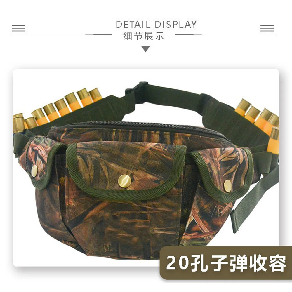 Tactical Concealed Waist Pack Camo Adjustable Organizer Multifunctional Crossbody Bag with 20 Bullet Holes for Outdoor Shooting