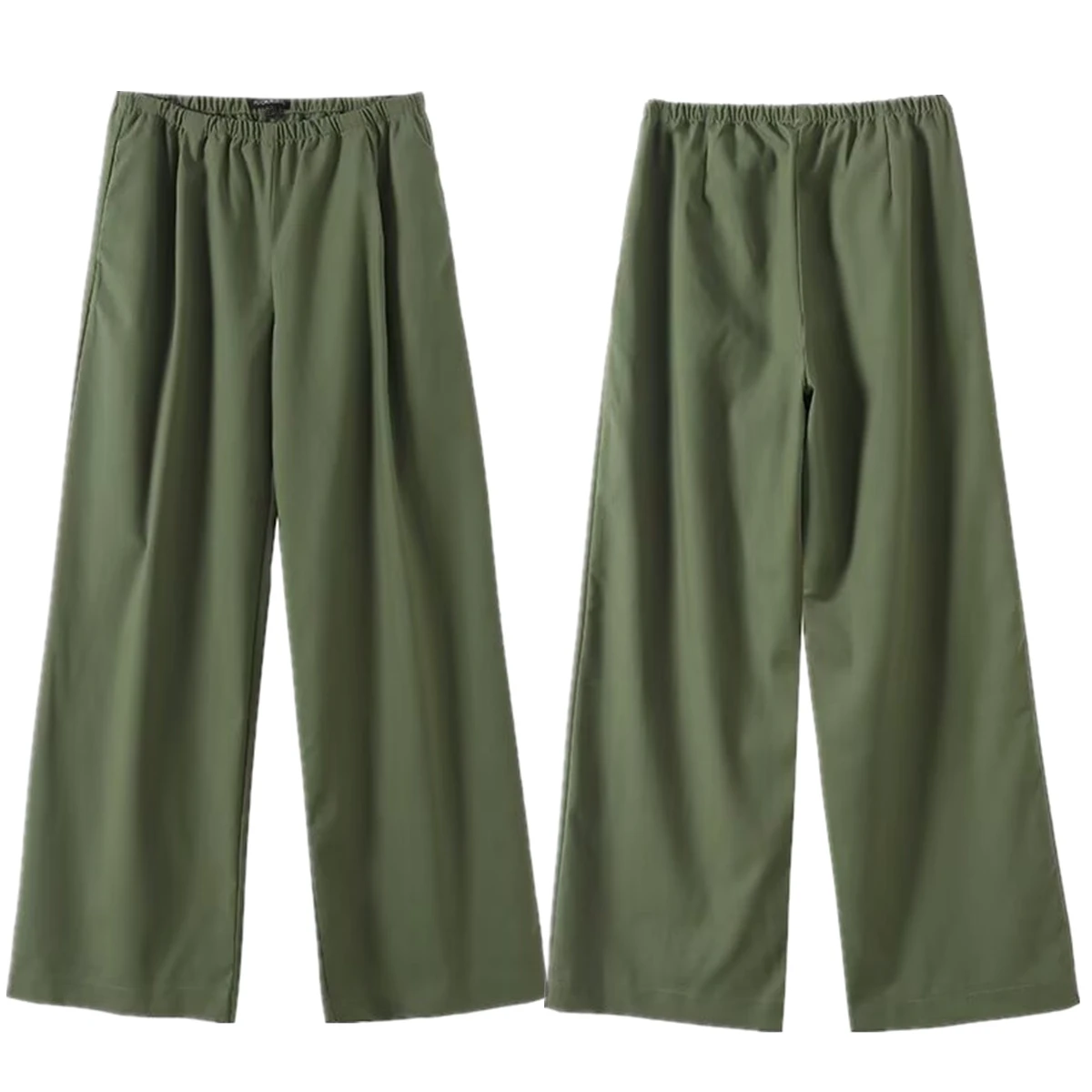 

Dave&Di French Lazy Country Cotton And Linen Wide-leg Pants Women Minimalist Fashion Ladies Green Linen Casual Pants Female