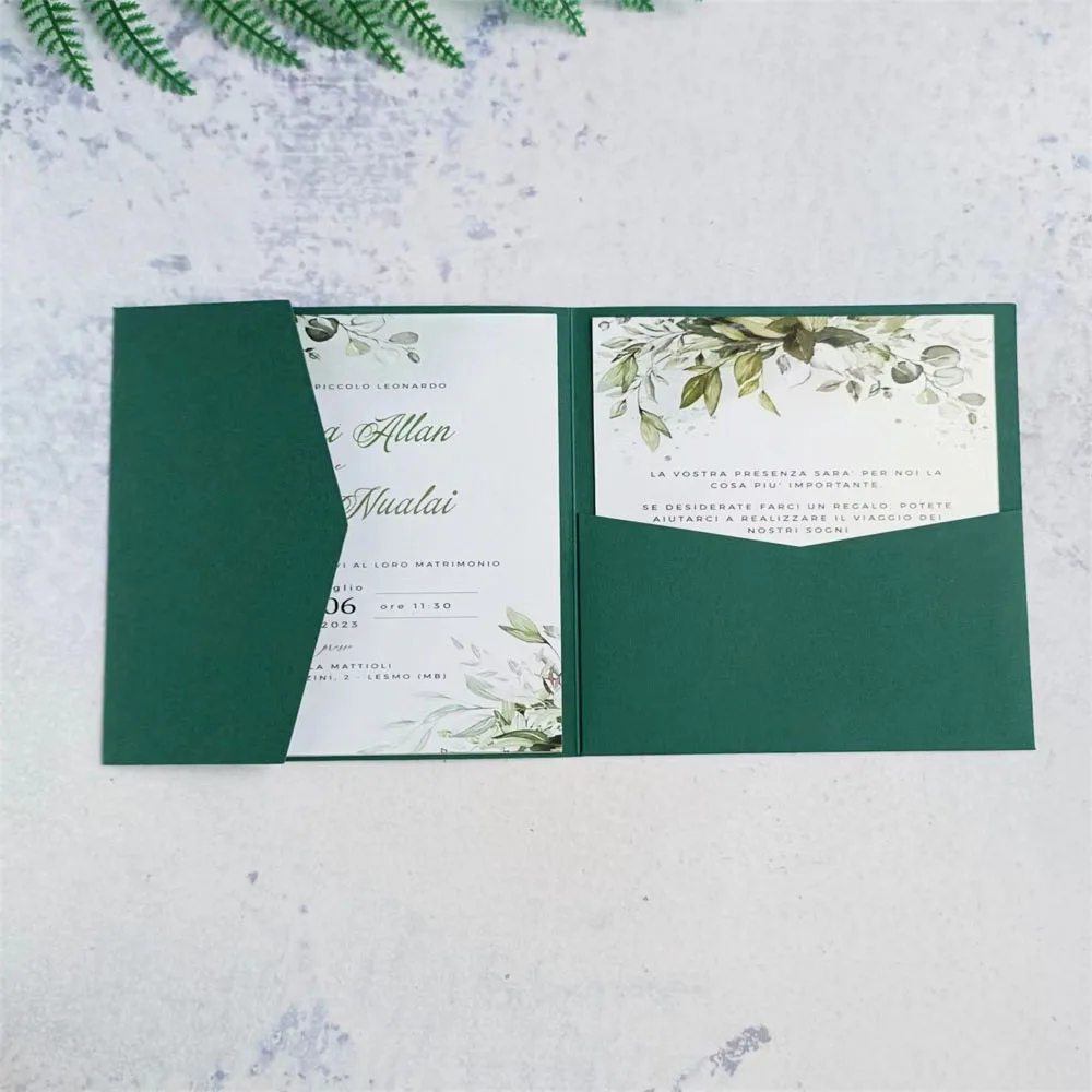 Wedding Cards Invitations Pocket Envelopes, Customized Invite RSVP Printing, 50Pcs