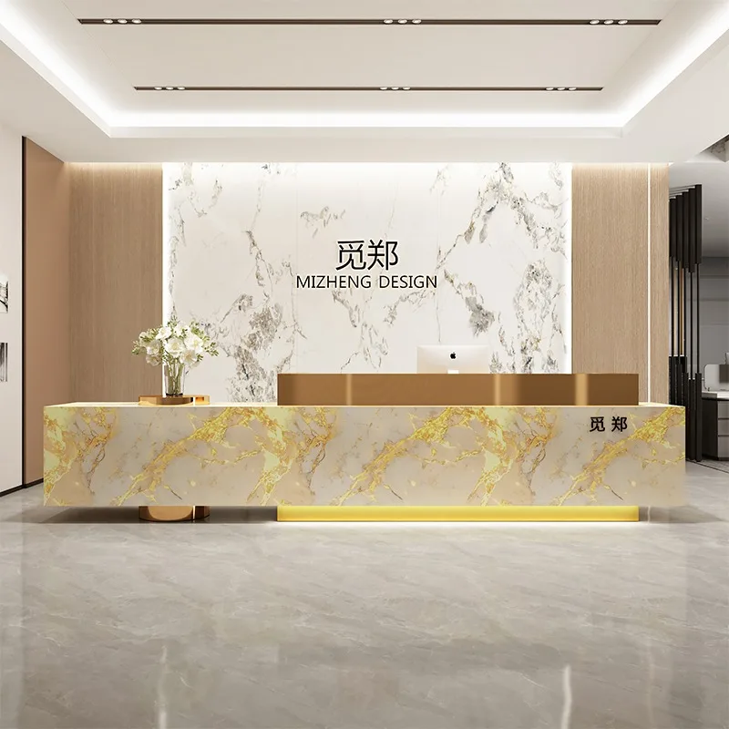 

elegant light luxury reception desks modern design high quality service reception desks luxury salon scrivania office furniture