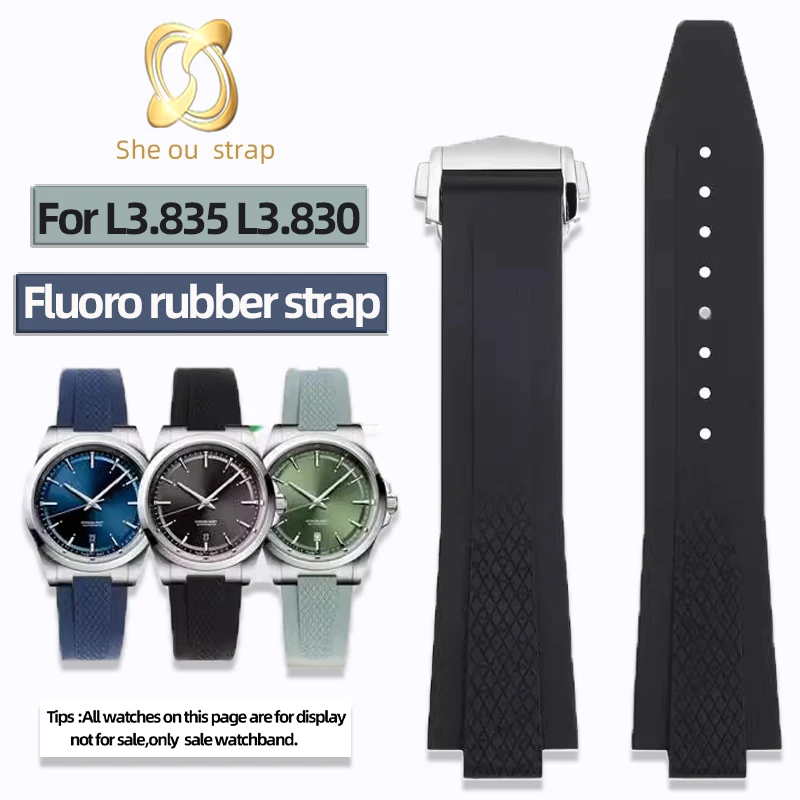 New Fluororubber WatchStrap For Longines L3.830/L3.835 Waterproof Diving Sports Rubber Watchband With Men's 22mm watch Wristband