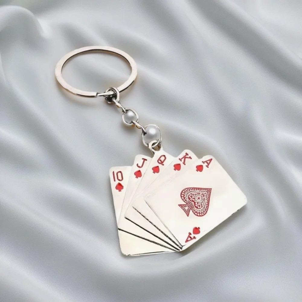 

Creative Poker Enthusiast Playing Cards Pendant Key Ring Accessories Mini Metal Cute Keychain Personalized Keyring Lover Gift