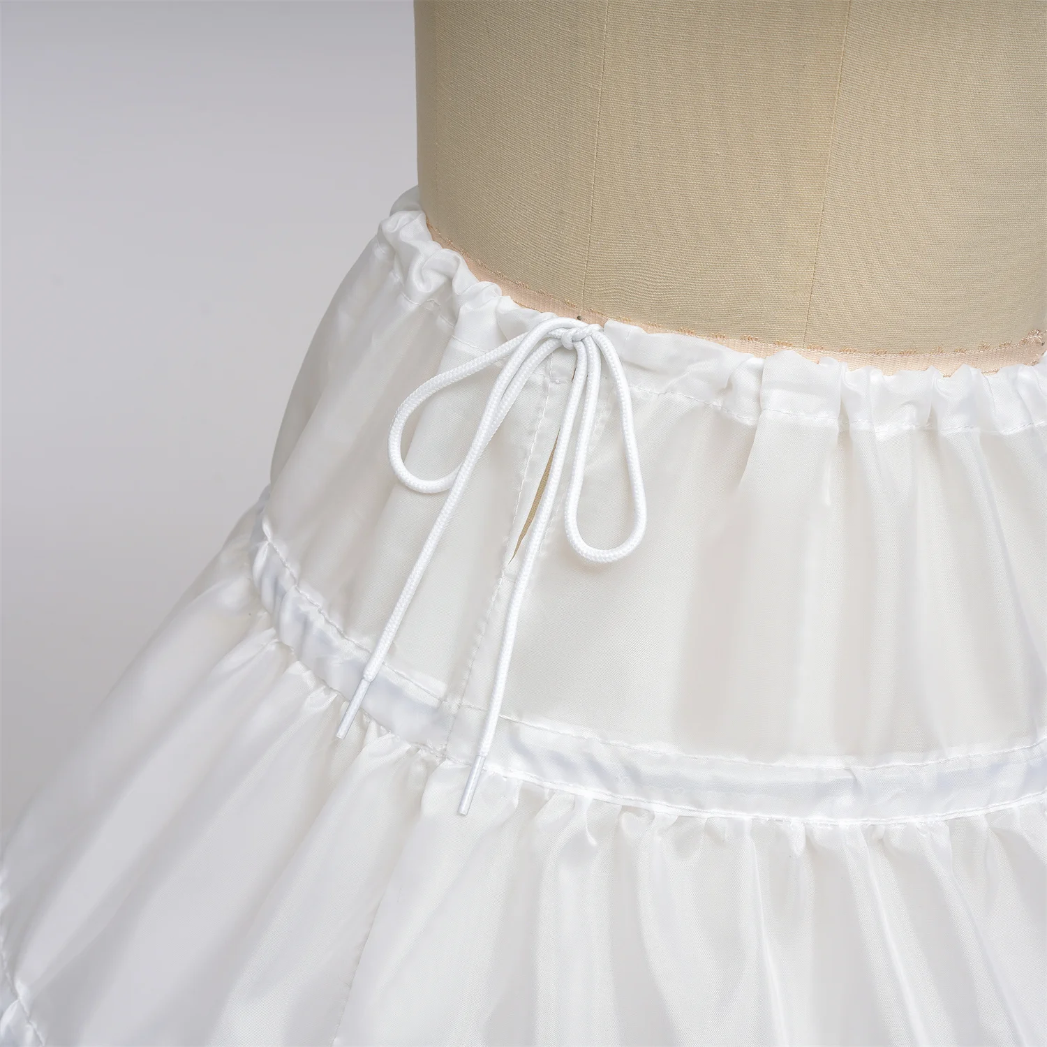 White Children kids Petticoat A-Line 3 Hoops One Layer Kids Crinoline Lace Trim Flower Girl Dress Underskirt Elastic Waist