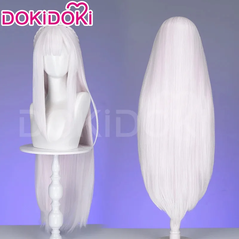 

IN STOCK Emiliaa Cosplay Wig Anime Cosplay DokiDoki Women 90cm Long Wig White Long Hair Emiliaa Cosplay Headdress Free Wig Cap