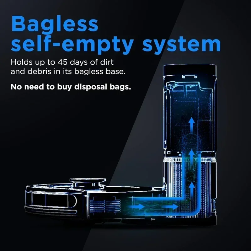 DD2Shark RV2310AE 매트릭스 자체 비우기 로봇 진공 청소기, 백리스, 45일 용량, 애완동물 털용 자가 청소 브러시롤, 얼룩 없음 M