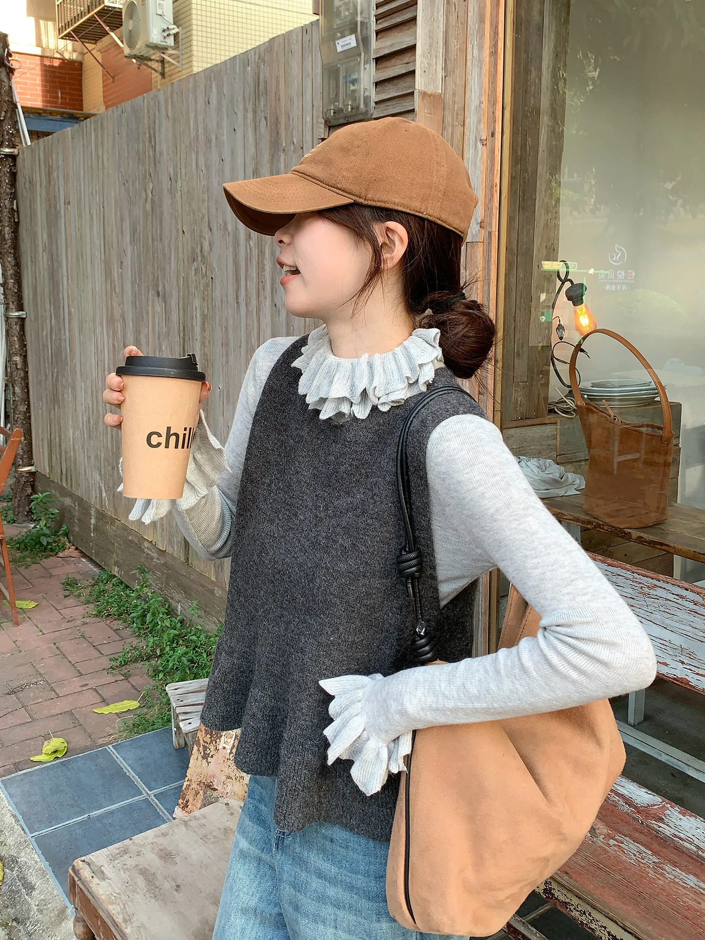 Gilet lavorato a maglia coreano Sle rotondo Ne Svel da donna Faion Layering Base irt Autunno Inverno Unico Super bello