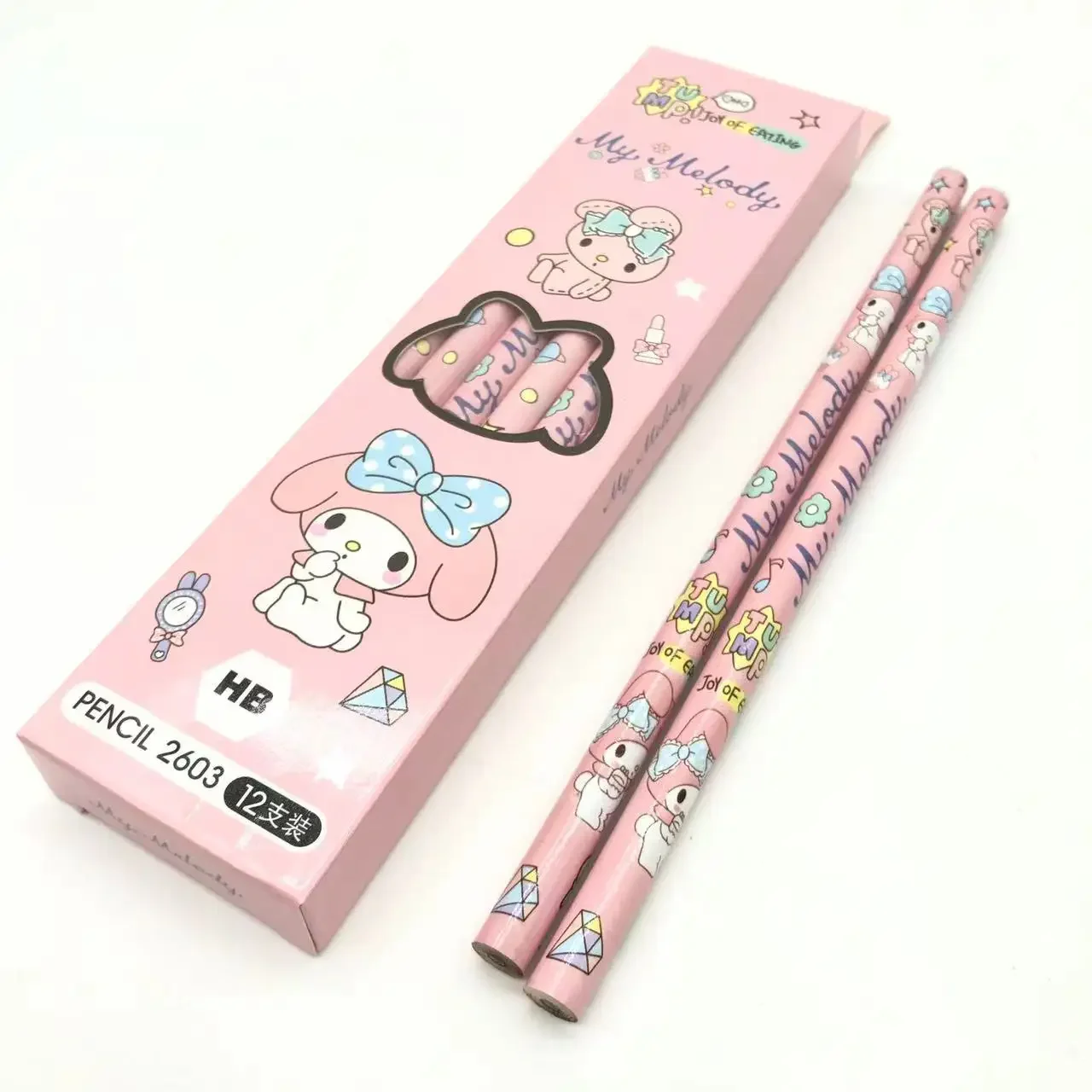 12pçs sanrio mymelody kuromi cinnamoroll kawaii lápis de madeira ferramenta de desenho escolar material de escritório papelaria presente para crianças