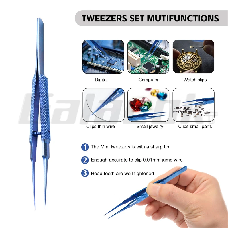 Titanium Alloy Precision Tweezers for Electronic Repair Non-magnetic Fine-point Forceps for Motherboard Fingerprint Detection image 5