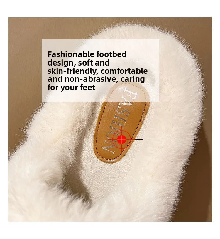2026 Winter Damen Plüsch-Hausschuhe Weiche Kunstfell-Bodenschuhe Indoor Damen Warme Hausschuhe Offene Zehen Flauschige Haussandalen – Detail 5