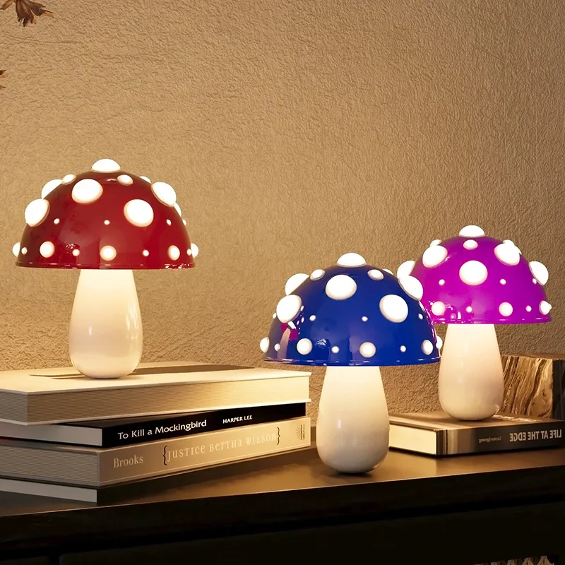 Fly Amanita Mushroom Lamp with Dual Color LED G9 Bulb USB Rechargeable Fly Agaric Desk Light for Livingroom Bedside Study Hotel