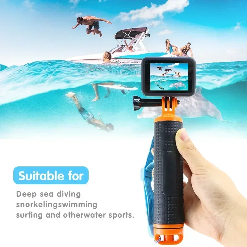 Tripé Flutuante com Empunhadura, Bastão de Flutuação, Monopé para Go Pro Hero10 9 8 7 6 5 4 3 e Xiaomi Yi 2 4K 360 Osmo Action Camera