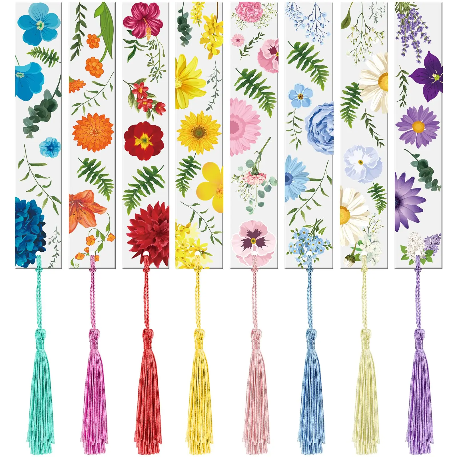 

8Pcs Acrylic Dried Flower Bookmarks With Colorful Tassels Transparent Floral Bookmarks Flower Page Marker Graduation Gifts