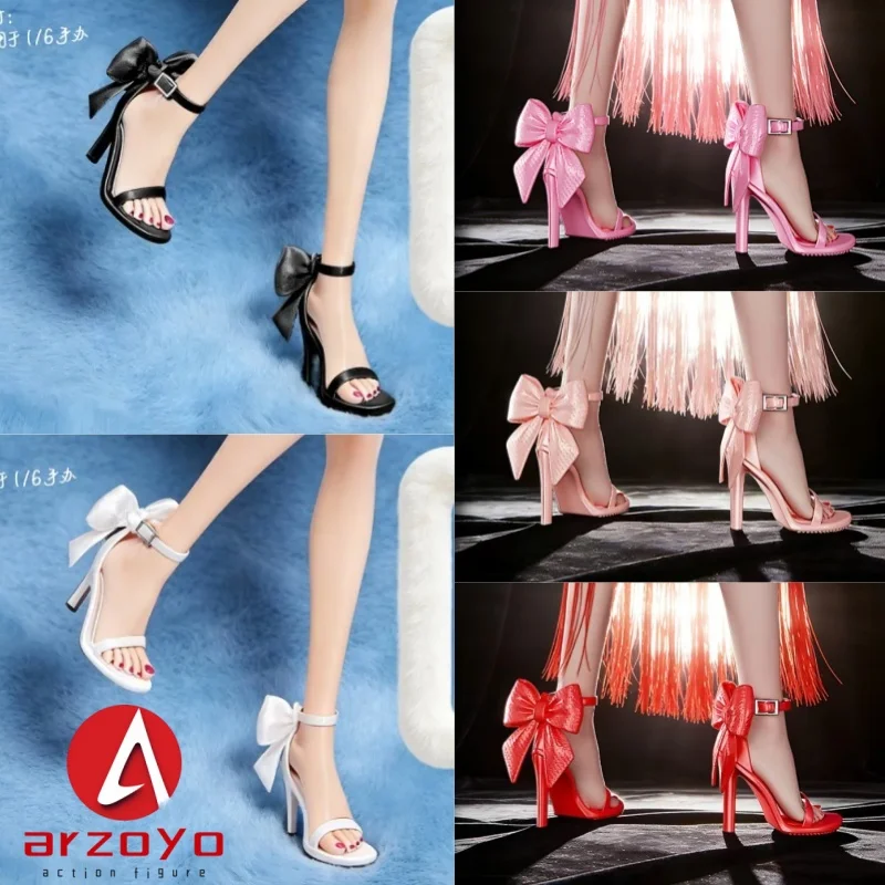 Zapatos de tacón alto con tacón fino a escala 1/6 con accesorio de lazo de una sola correa, modelo compatible con figura de acción de soldado TBL Worldbox de 12 pulgadas