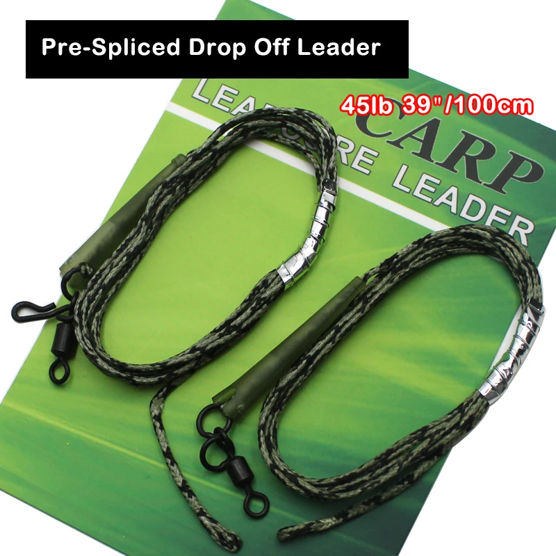 2pcs Carp Fishing Line Drop Off Leader QC Swivel Multi Clip 12 Strand Braid Hooklink Carp Hair Rig For Carp Fishing Tackle