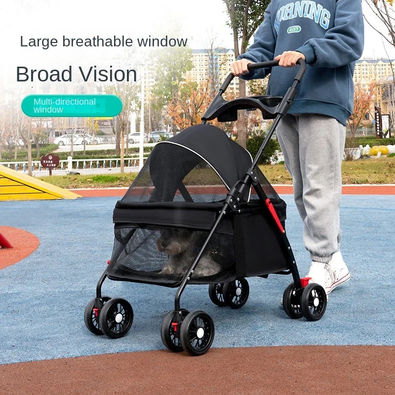 

Pet Stroller Lightweight Folding Walking Pet Carrying Bag Outdoor Travel Breathable Meal Plate Dog Cat Trolley for Small Dogs