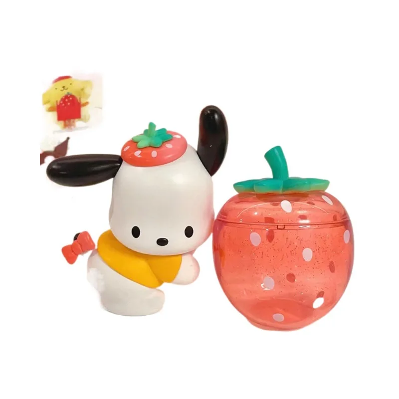 Cute Sanrio Strawberry Estate Series Blind Box Kuromi My Melody Cinnamoroll Cartoon Character Model Pom Pom Purin Doll Gift Toy