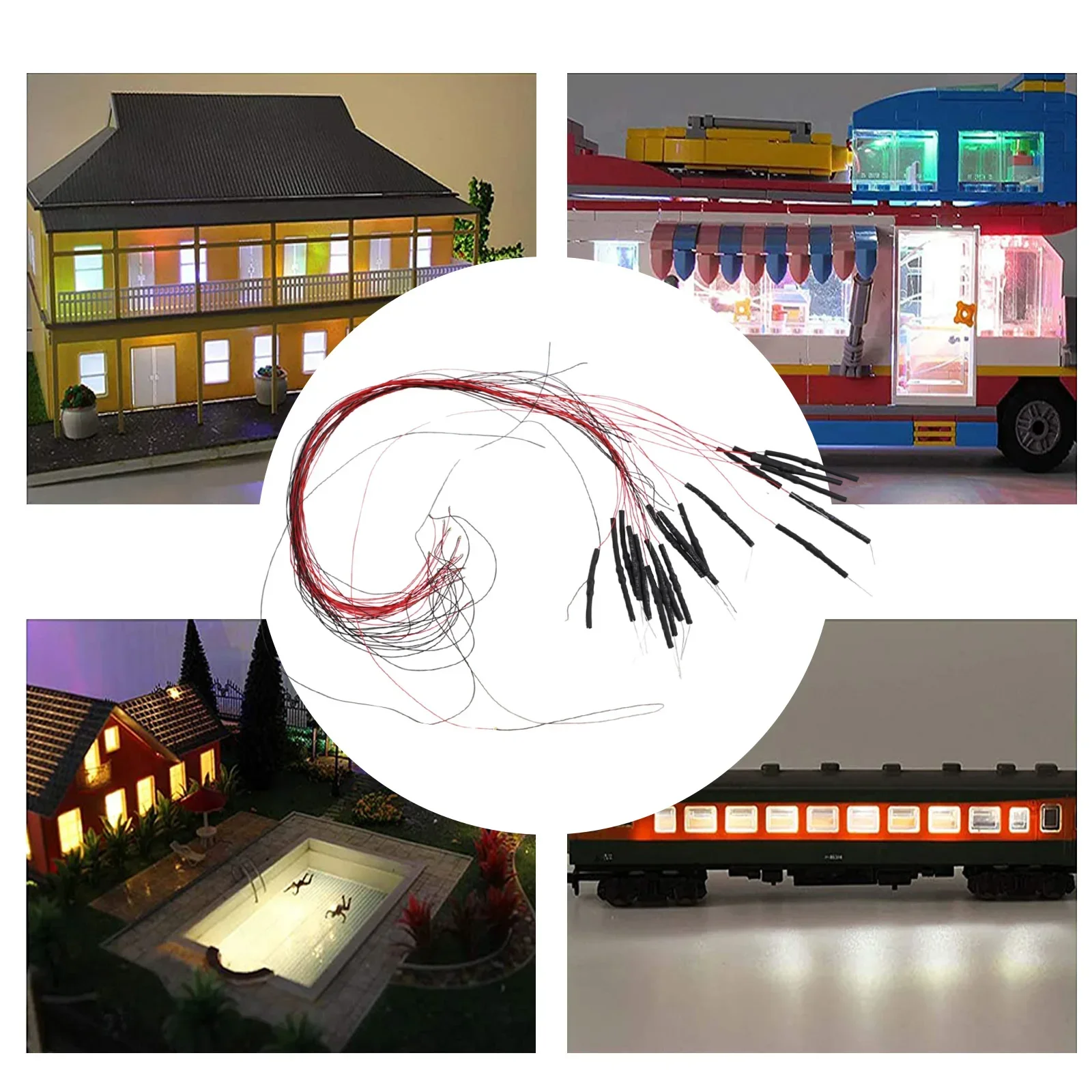 20 قطعة LED سلكي مسبق 0402 أبيض دافئ/أبيض باعث للضوء 12 فولت سلكي يؤدي لأجزاء السكك الحديدية نموذج مصغر ذاتية الصنع