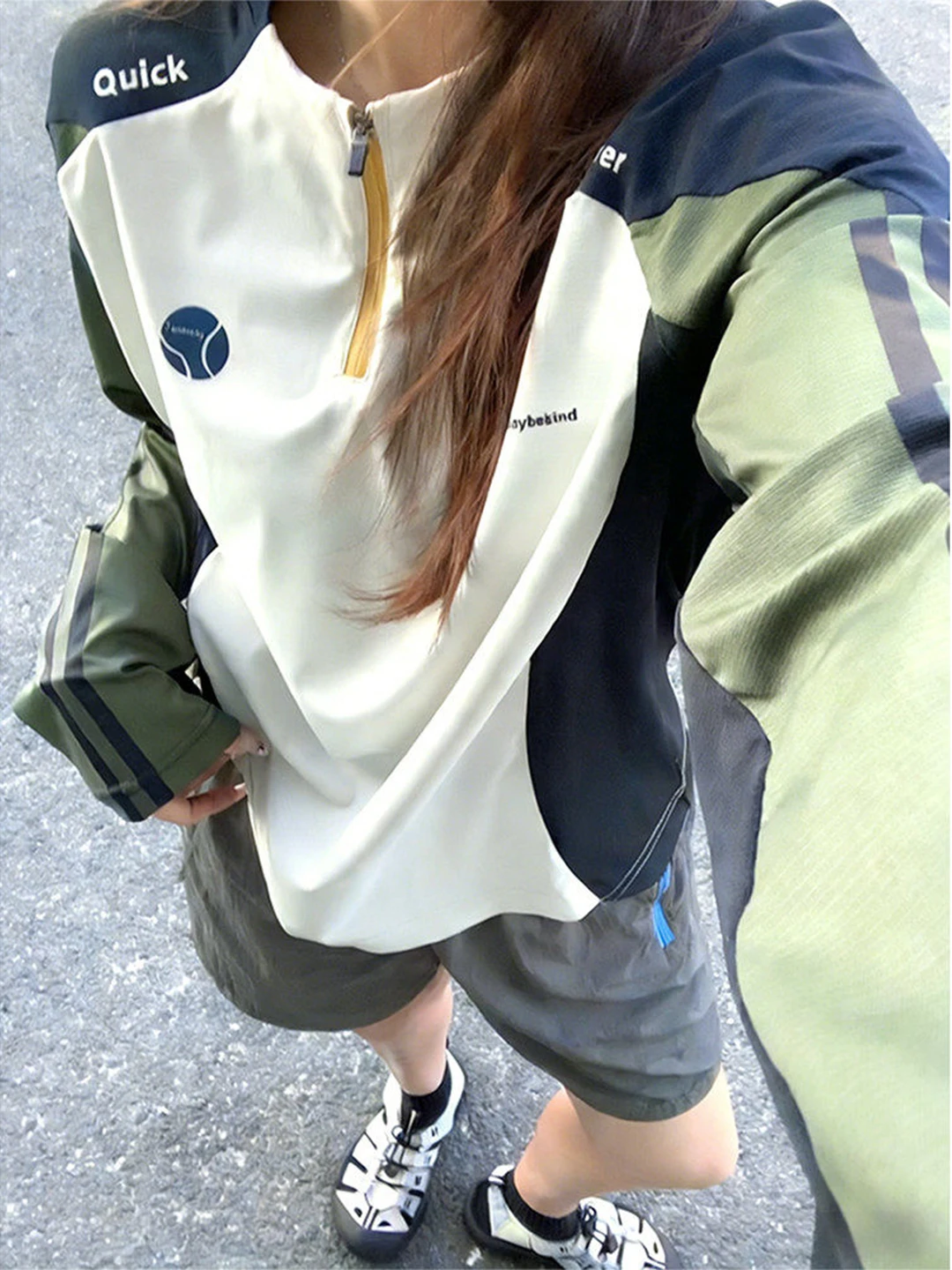 

Мужская летняя велосипедная одежда для активного отдыха: быстросохнущая спортивная футболка с длинным рукавом, цветными вставками, молнией, мягкая и удобная.