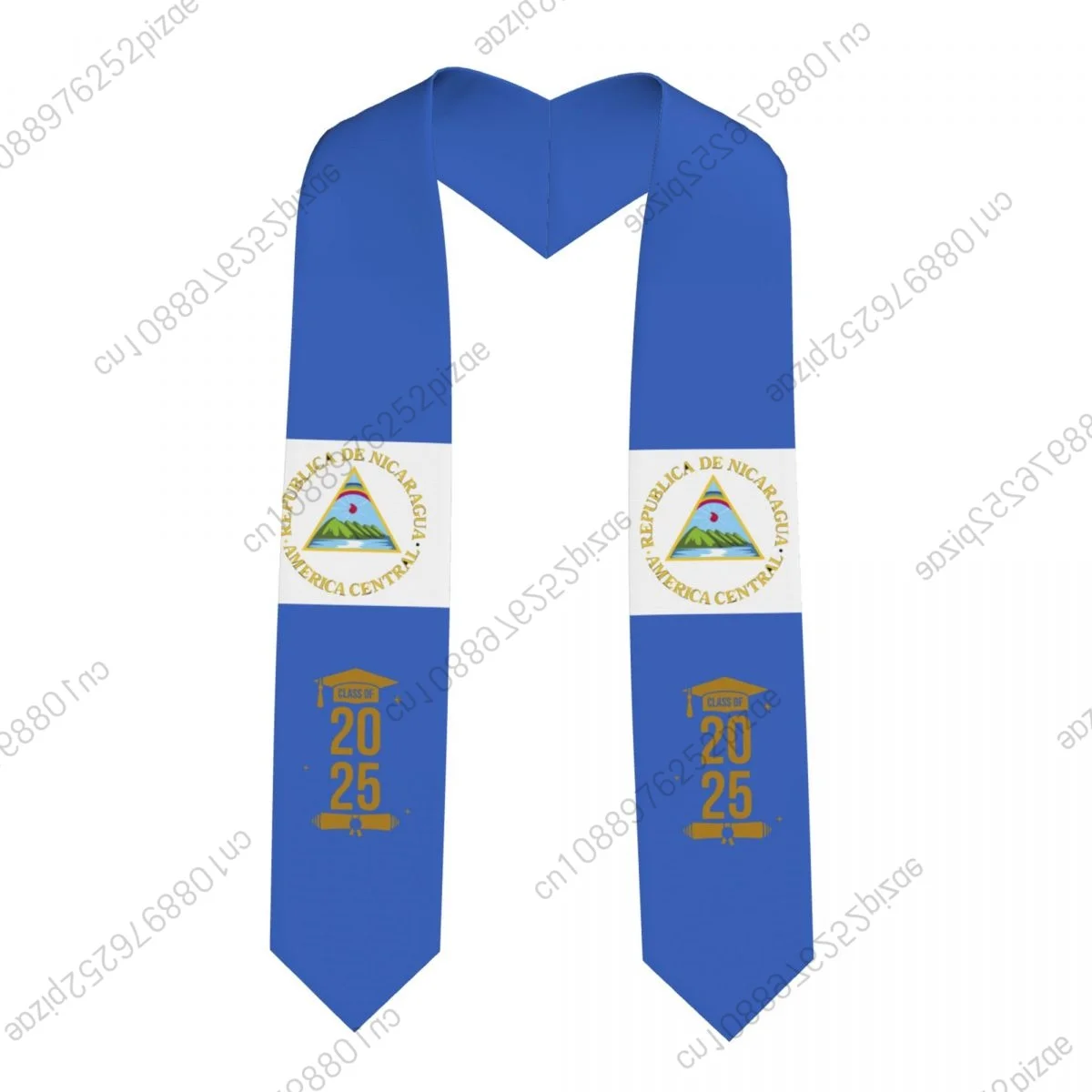 

New Nicaragua Flag Class Of 2025 183*13CM Graduation Stole Sash Scarf For International Students Proud