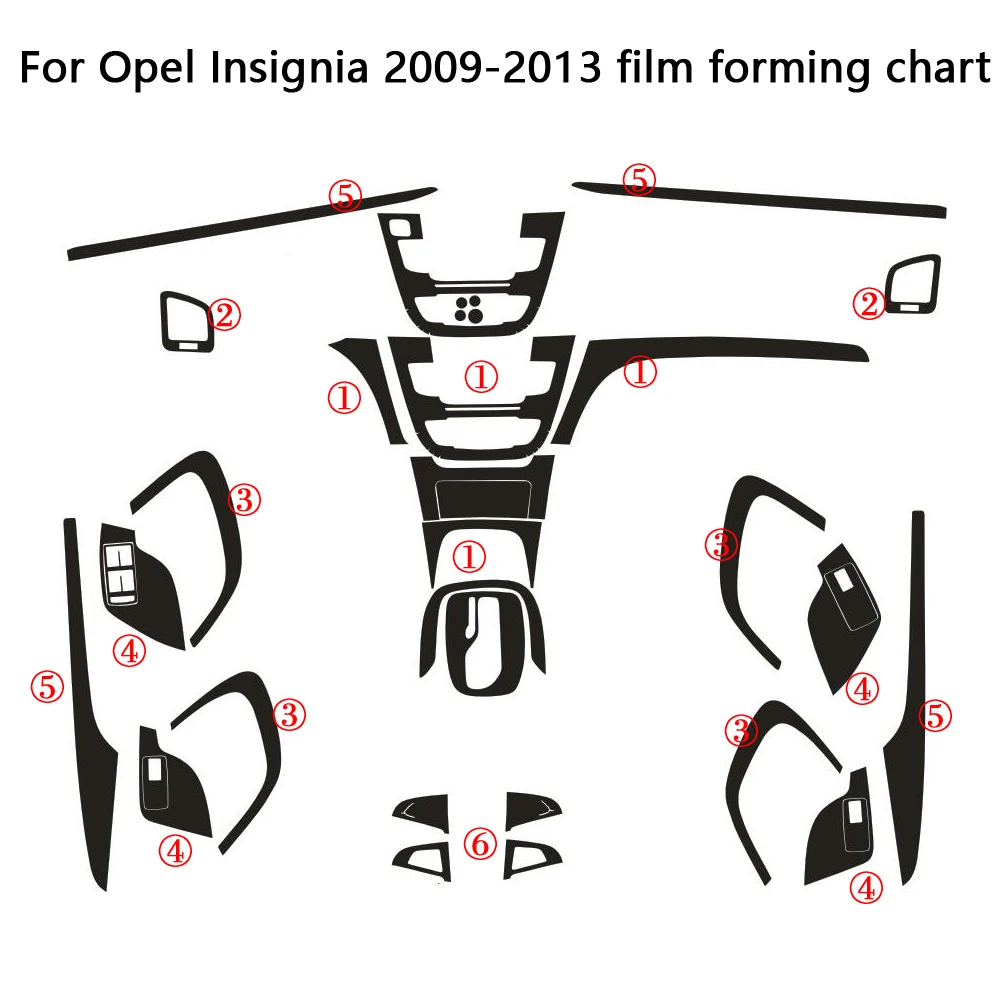 

For Buick Regal Opel Insignia Interior Central Control Panel Door Handle 5D Carbon Fiber Stickers Decals Car Styling Accessorie
