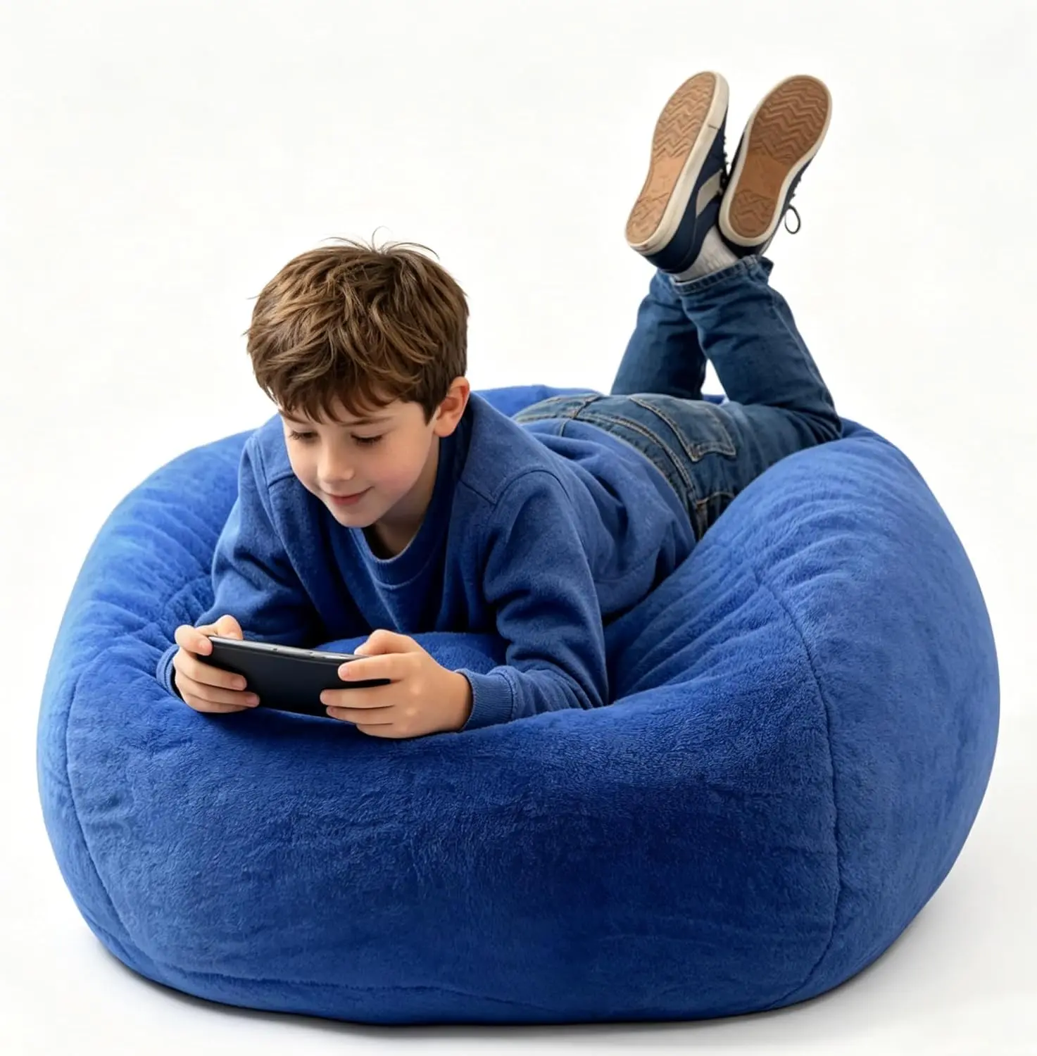 3FT Faux Fur Memory Foam Bean Bag Chair for Kids with Handle Super Soft Washable