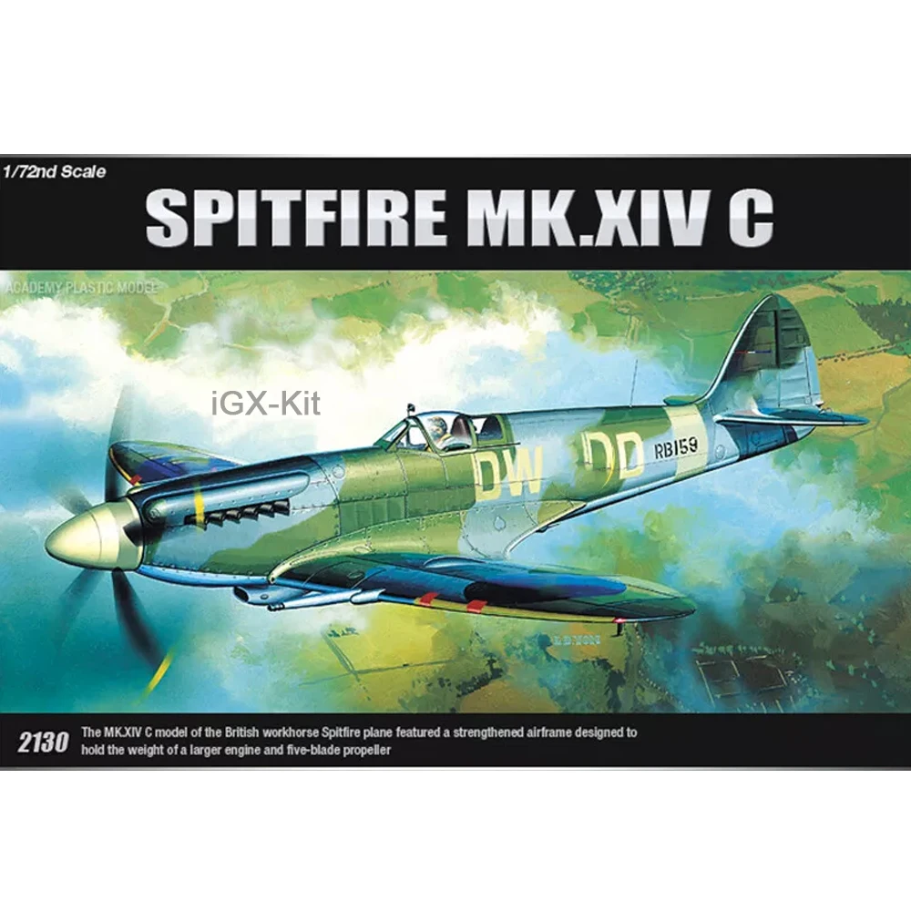 Academy 12484  1/72 Scale British Spitfire Mk XIVc  Fighter Airplane Hobby Craft Toy Plastic Model Building Kit