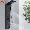Schwarzes LED-Duschpaneel, Turmsystem, Regenwasserfall, Duschsäule, Wasserkraft, Massage, Körper, Spa, Bad, Dusche, Wasserhahn, Mischer 1