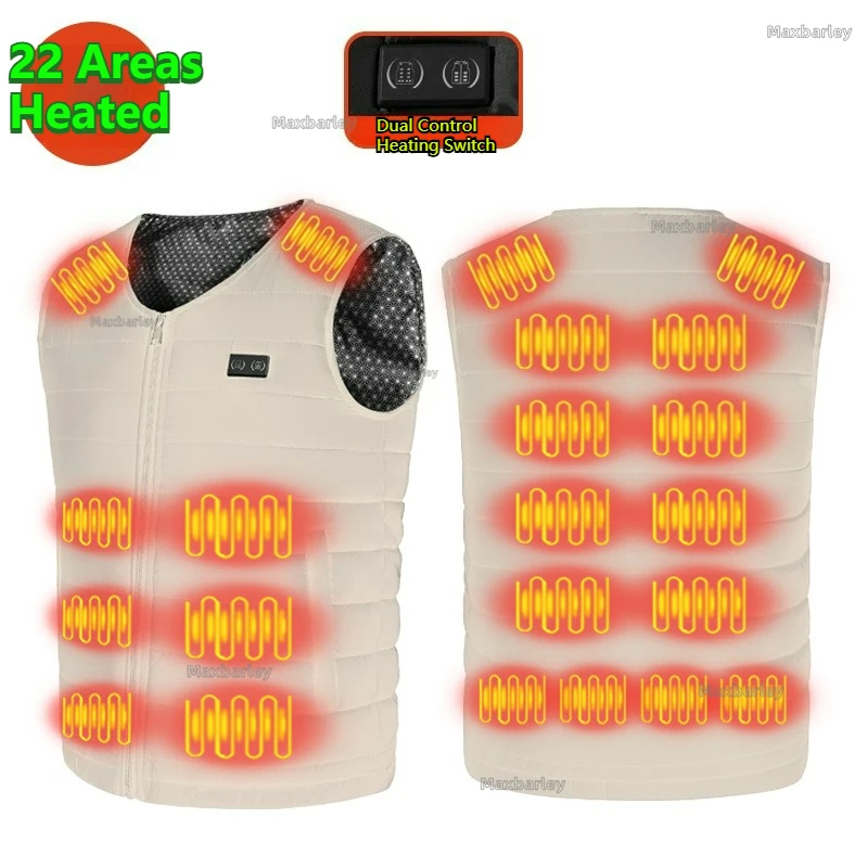 Chaquetas con calefacción de 24 zonas para hombre, chaleco autocalentable inteligente con USB, abrigo con calefacción recargable para mujer, ropa térmica con calefacción de esquí ligera