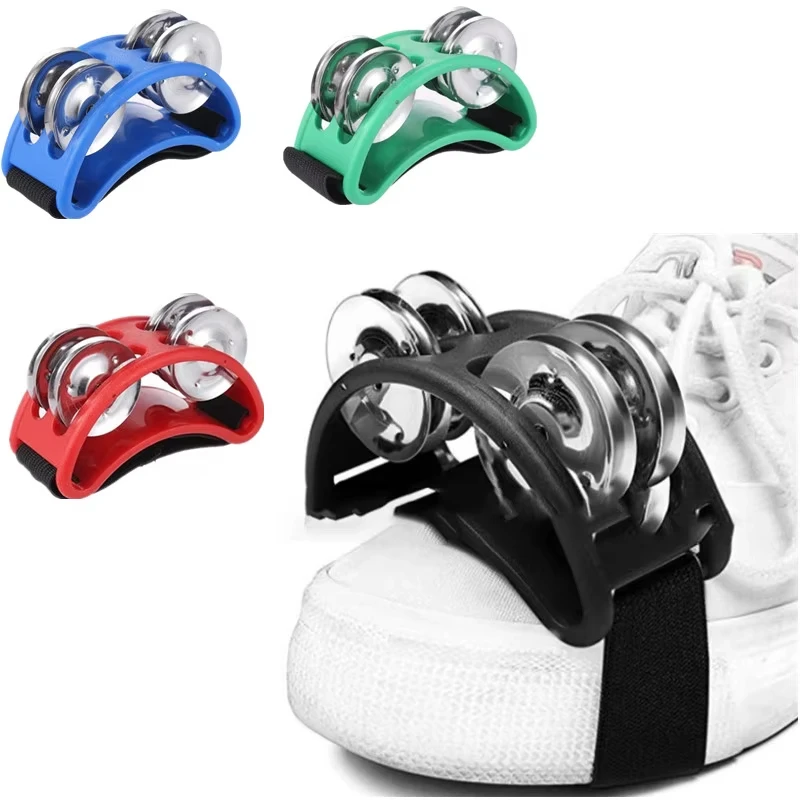 2PC Elliptical Drum Companion Hand Foot Jingle Drum Children Musical Educational Tambourine Percussion Instruments For KTV Party