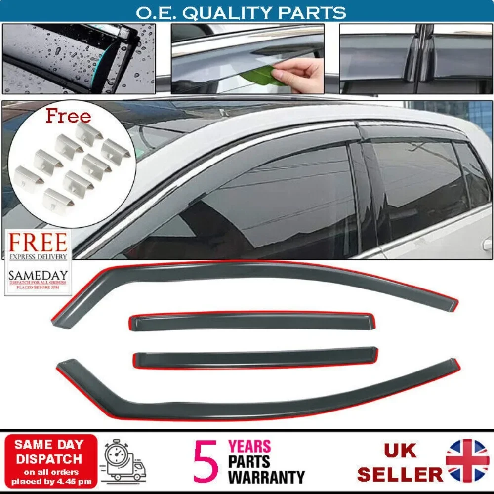 4PCS Wind Deflectors & Clips For Volkswagen VW Golf mk 7 5door hatchback 2012 ON