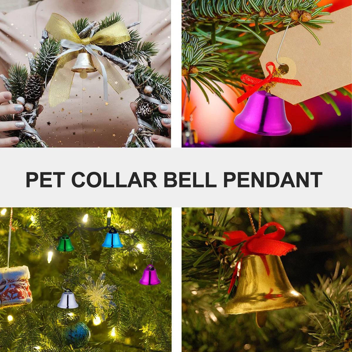 

20Pcs Colorful Fashion Christmas Bells Creative Metal Hanging Decorations Lustrous Finish Festival Atmosphere Tree Fireplace