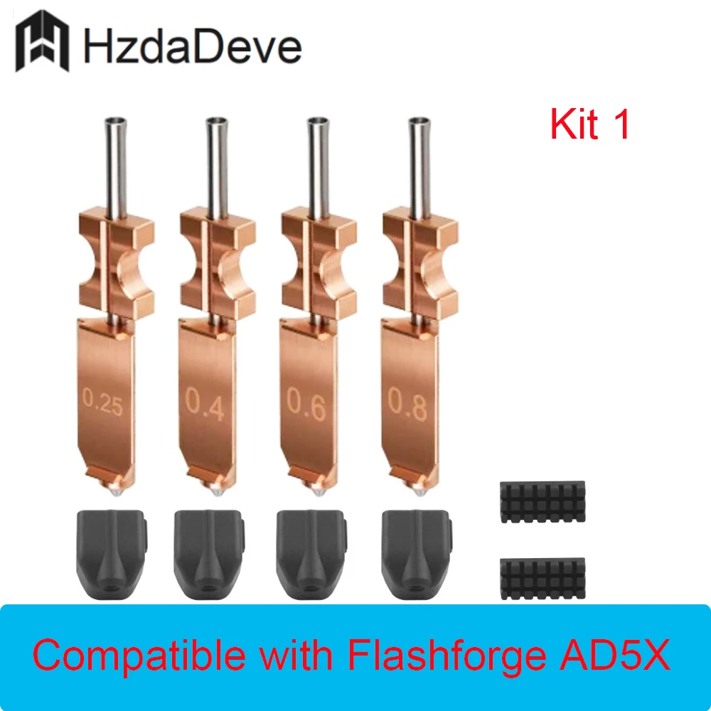 

HzdaDeve 0.25 0.4 0.6 0.7MM Hotend Kit for Flashforge AD5X Quick-Detachable Nozzle Extruder Quick Release Nozzle8
