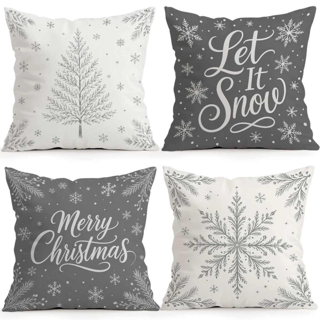 Christmas Snowflake Pillowcase Printed Polyester 40/45/50cm Throw Pillowcover Decorative Sofa Cushion Pillowslip Home Decor