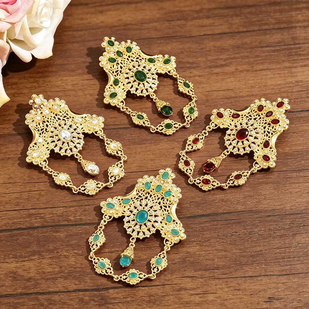 Luxury Gold-Plated Wedding Bouquet Pin Women's Jewelry Accessories Sparkling Crystal Embedded Bridal Chest Flower