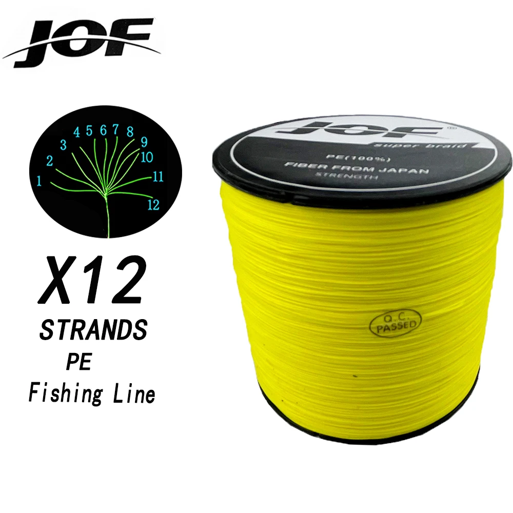 

JOF12 Strands 1000M PE Braided Multifilament Fishing Line X12 Strong Wire 11.3-54.5kg Tresse Peche Saltwater Fly Weave for Carp