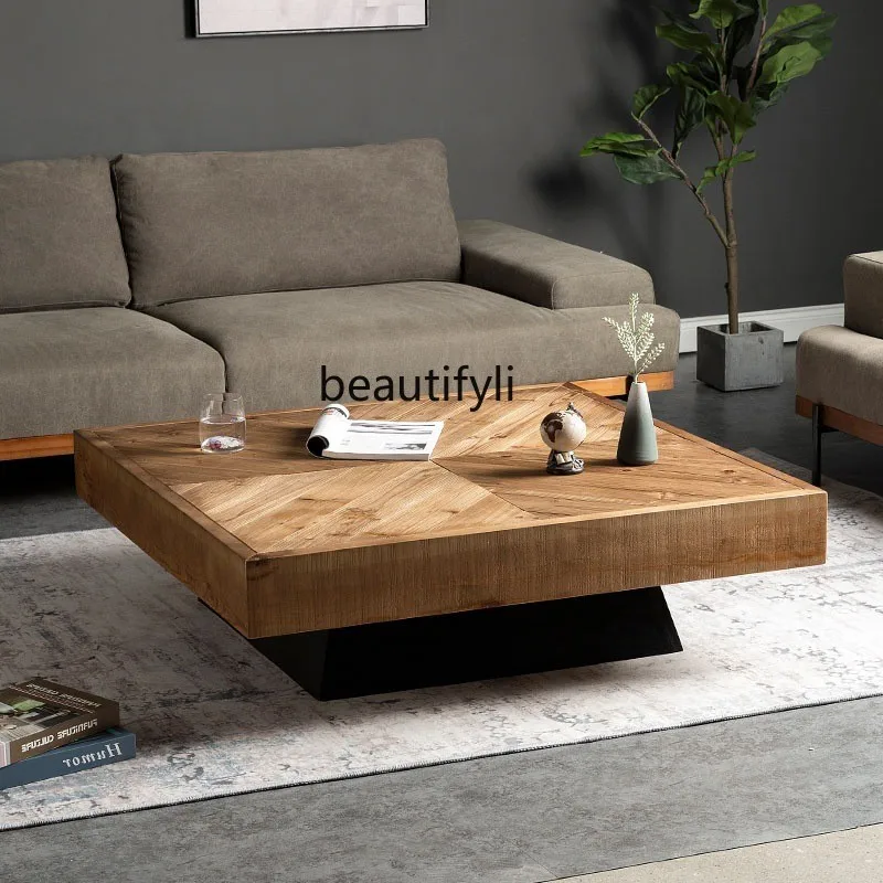 Nordic retro solid wood coffee table simple homestay designer log tea table wooden tea table