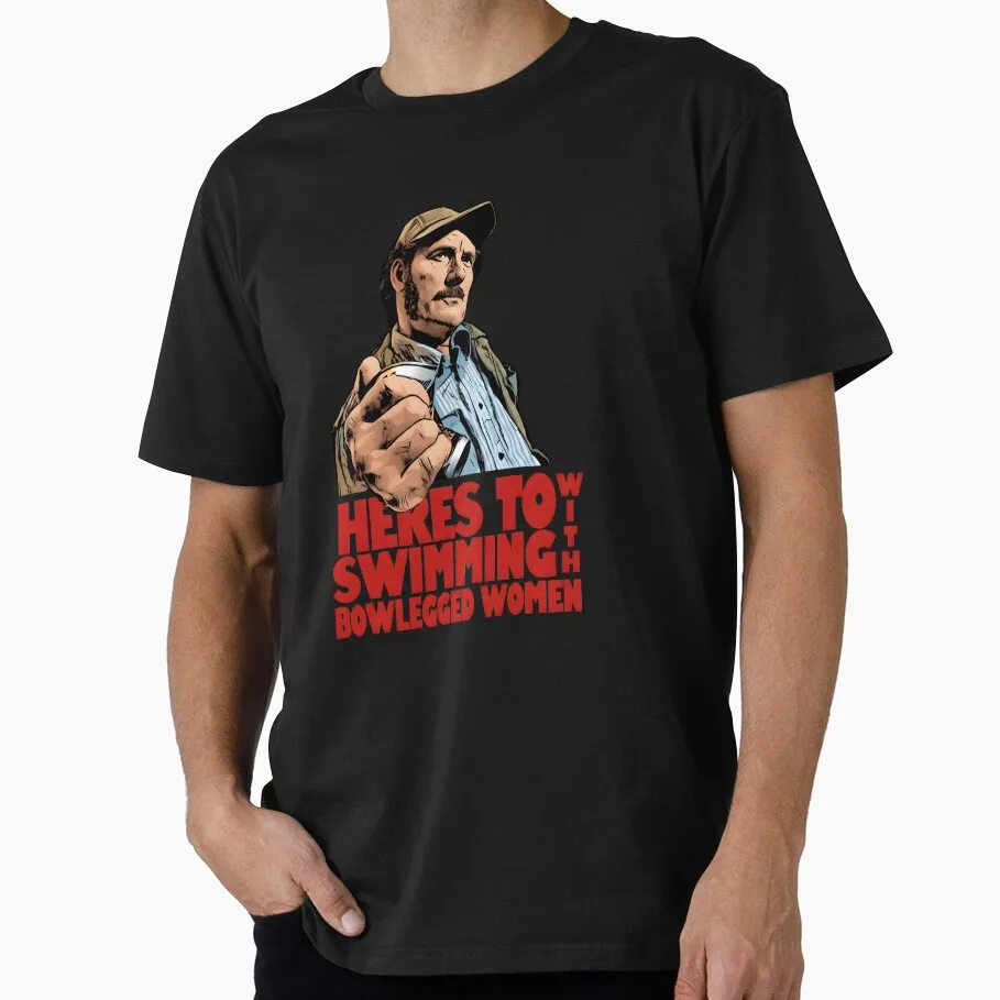 Jaws Quint's Shark Horror Movie T Shirt Retro Amity Island Great White Shark Graphic Tops Short Sleeve Streetwear Tee S-6XL