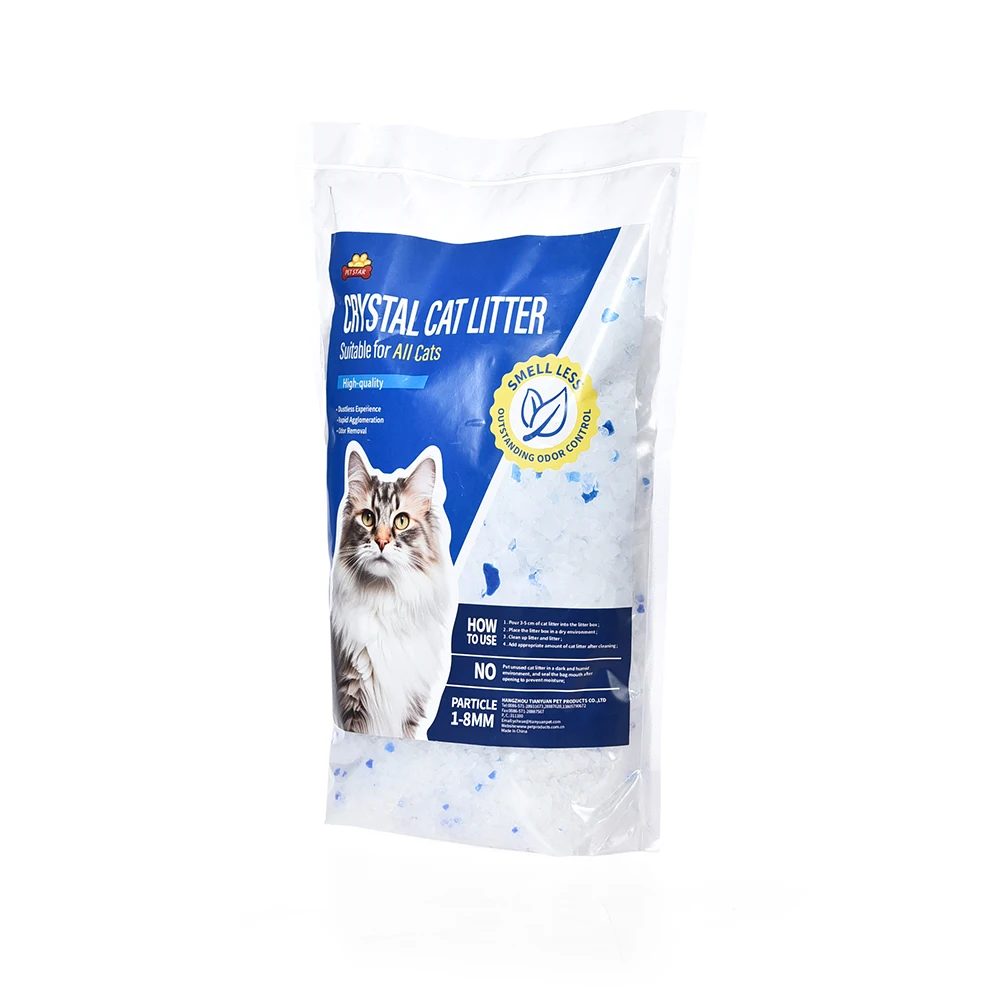 Wholesale Pet Products Cat Accessories High Absorption Hygienic Crystal Cat Litter Sand Crystal Cat Litter Custom Packaging