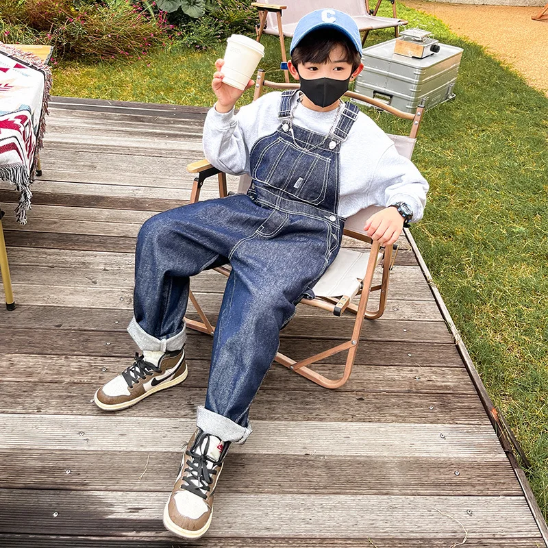 New Retro Boys Overall Jumpsuit Student School Wear Vintage Jeans Overalls Teen Kids Jumpsuit Children Pants Clothes 4-14 Years