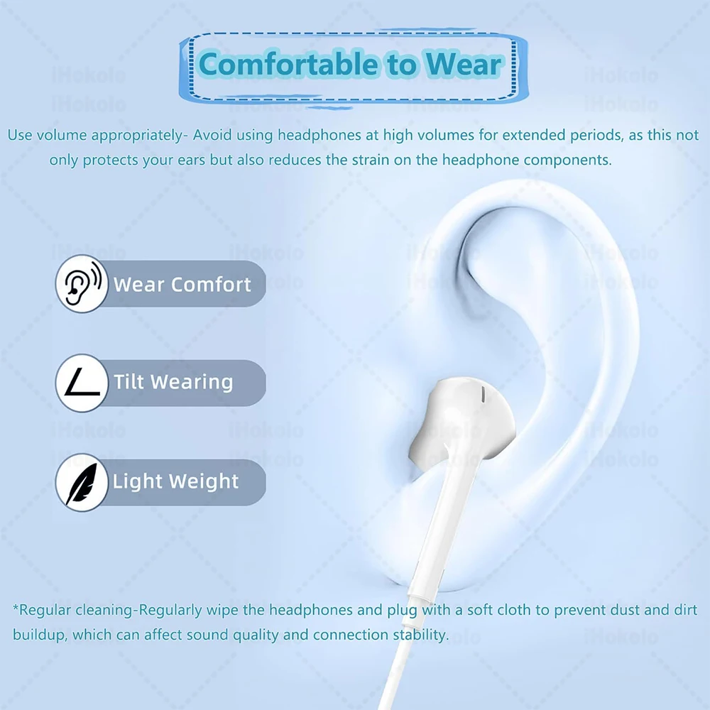 سماعات أذن أصلية لهاتف أبل آيفون 17 16 15 14 Pro Max سماعات أذن داخلية من النوع C Lightning 3.5 ملم سماعات سلكية لهاتف سامسونج وشاومي #3